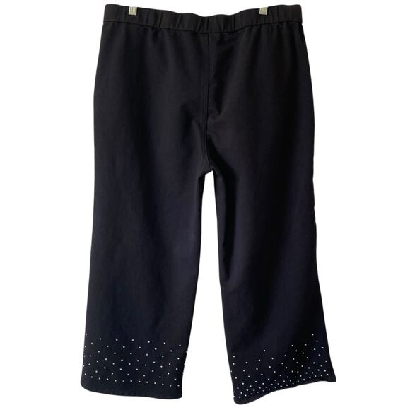 QUACKER FACTORY DREAMJEANNES NWOT Sparkle & Shine Pull On Gaucho Pants L Black - Picture 4 of 6